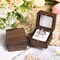 Engagement Ring Box, Handmade Wooden Square Wedding Jewelry Storage, Small Wood Ring Bearer Box Double Slot Ring Case for Proposal Ceremony Anniversary(Double White)